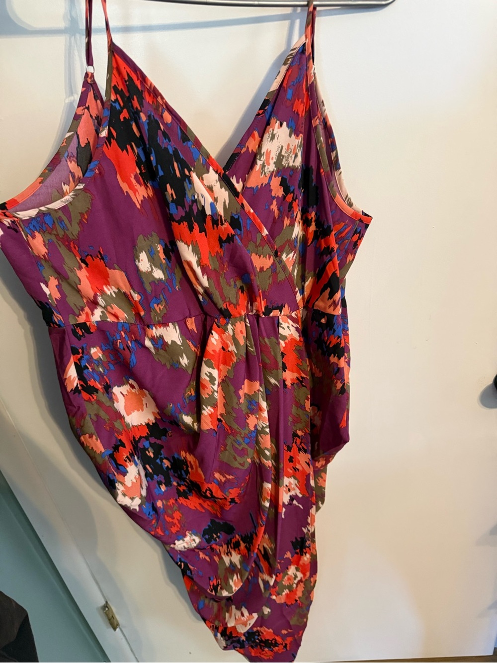 Vibrant Purple Abstract Print Spaghetti Strap Dress